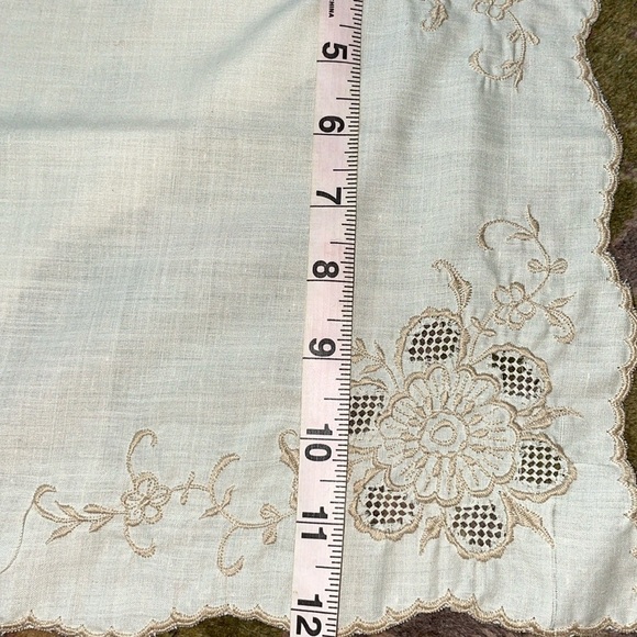 9-pc Antique Vintage Madeira Napkins & Table Runner Cream Ivory Tonal Stitching - Picture 4 of 8